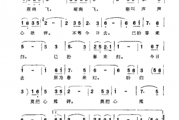 影视剧曲谱：雁南飞（电影《归心似箭》插曲）