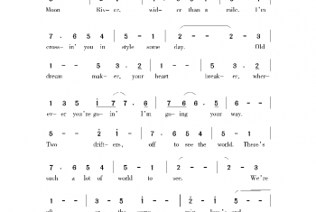 美国经典歌曲谱:月亮河 简谱