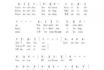 美国经典歌曲谱:温柔爱我 简谱