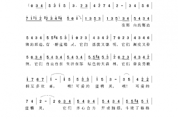 美国经典歌曲谱:可爱的蓝精灵 简谱