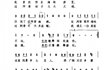 外国现代歌曲简谱:迈阿密海滩 拉美歌曲