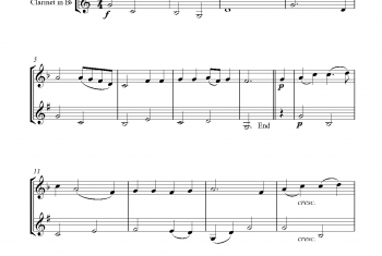 长笛、单簧管圣诞颂歌二重奏曲谱:Go Tell It on The Mountain(for flute and clarinet in Bb)