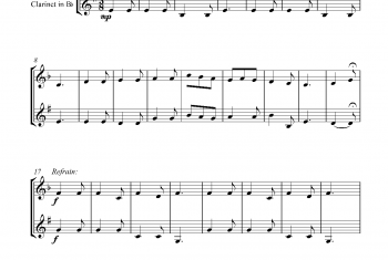 长笛、单簧管圣诞颂歌二重奏曲谱:The Three Kings of Orient Are(for flute and clarinet in Bb)